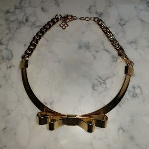 BCBG Gold Bow choker style necklace